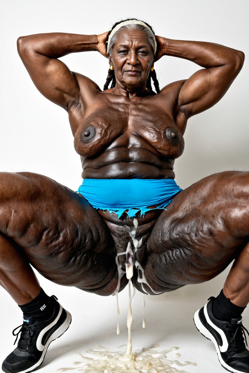 Standing Facing The Viewer, Black Socks, Thick Bar Abs AI Porn