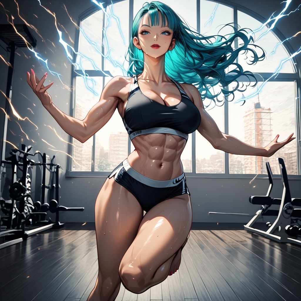 Tanned Skin, Red Lipstick, Detailed Hair Hentai IA