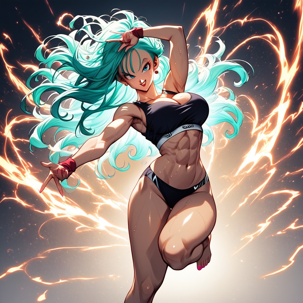 Largo, Powering Up, Cabello Ondulado Hentai IA