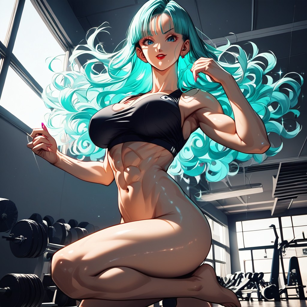 Barefoot, Turquoise Hair, Powering Up Hentai AI Porn