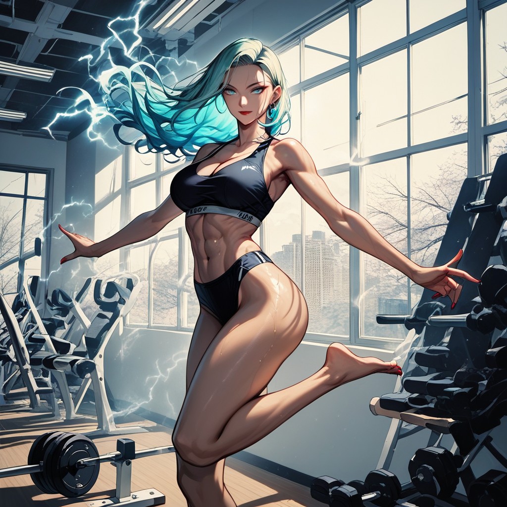 Powering Up, High Resolution, Blue Eyes Hentai AI Porn