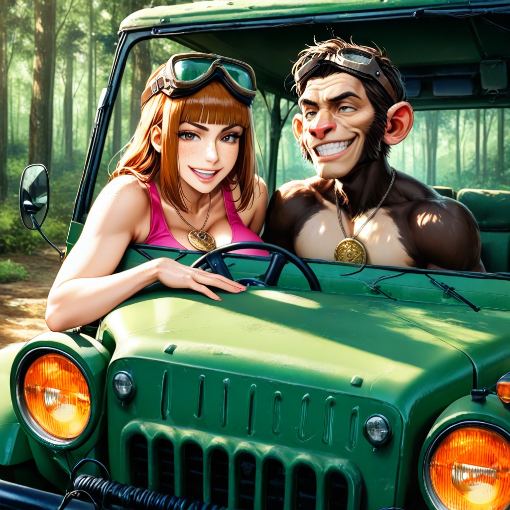And He Drives A Green Jeep Car, Massive Breast, Soft Shadow AI Porn