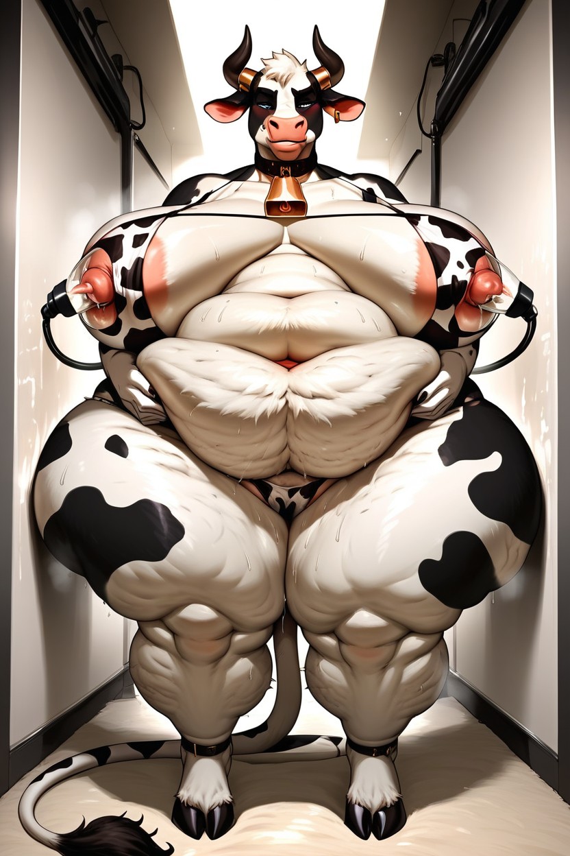 Sweating, Fat Body, Cow Furry AI Porn