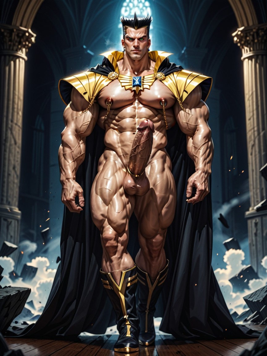 Huge Cock Exposed, Hyper Handsome Naked Male Bodybuilder, Peau Pâle Porno IA Gay