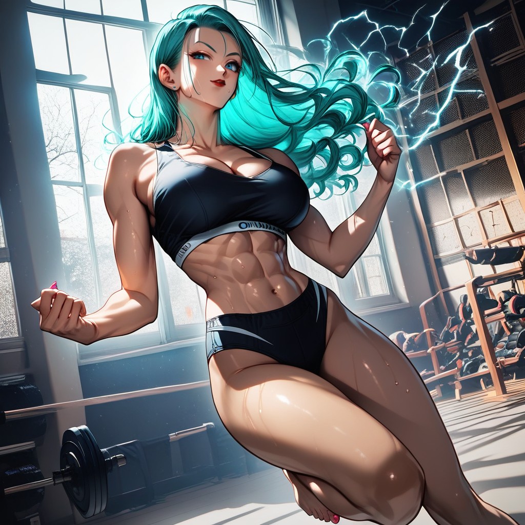 High Resolution, Tanned Skin, Shooting Energy Blast From Hands Hentai AI Porn