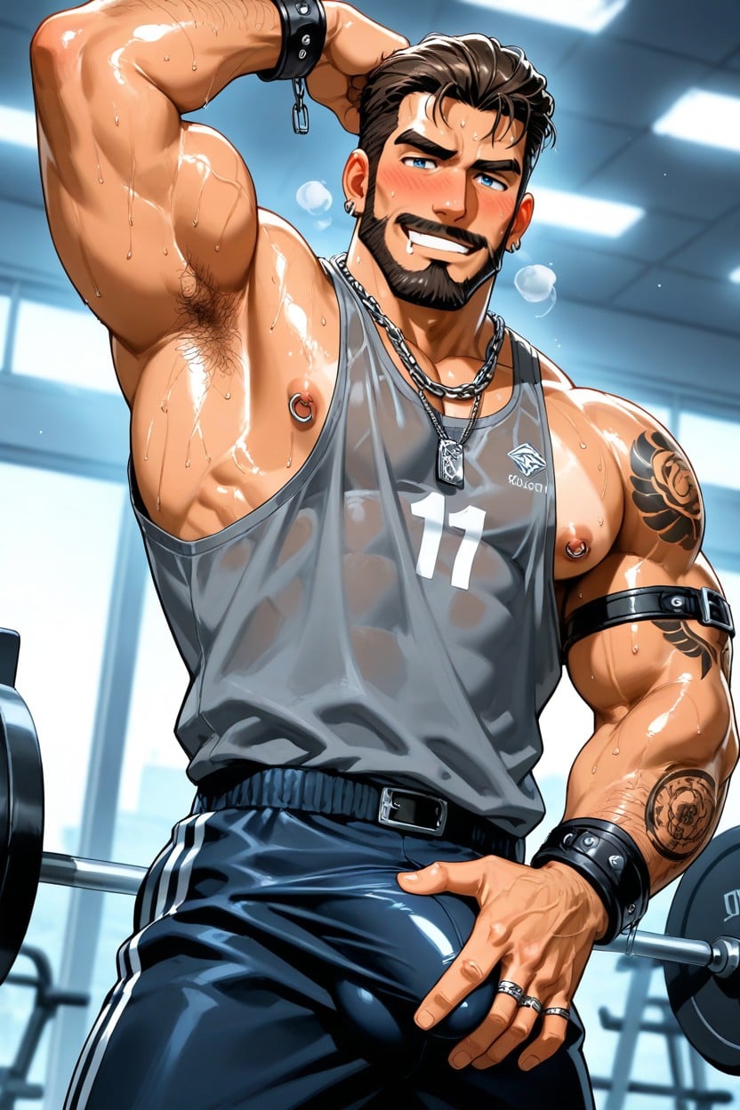 Nipple Rings, Bracelets, Many Finger Rings AI Gay Porn