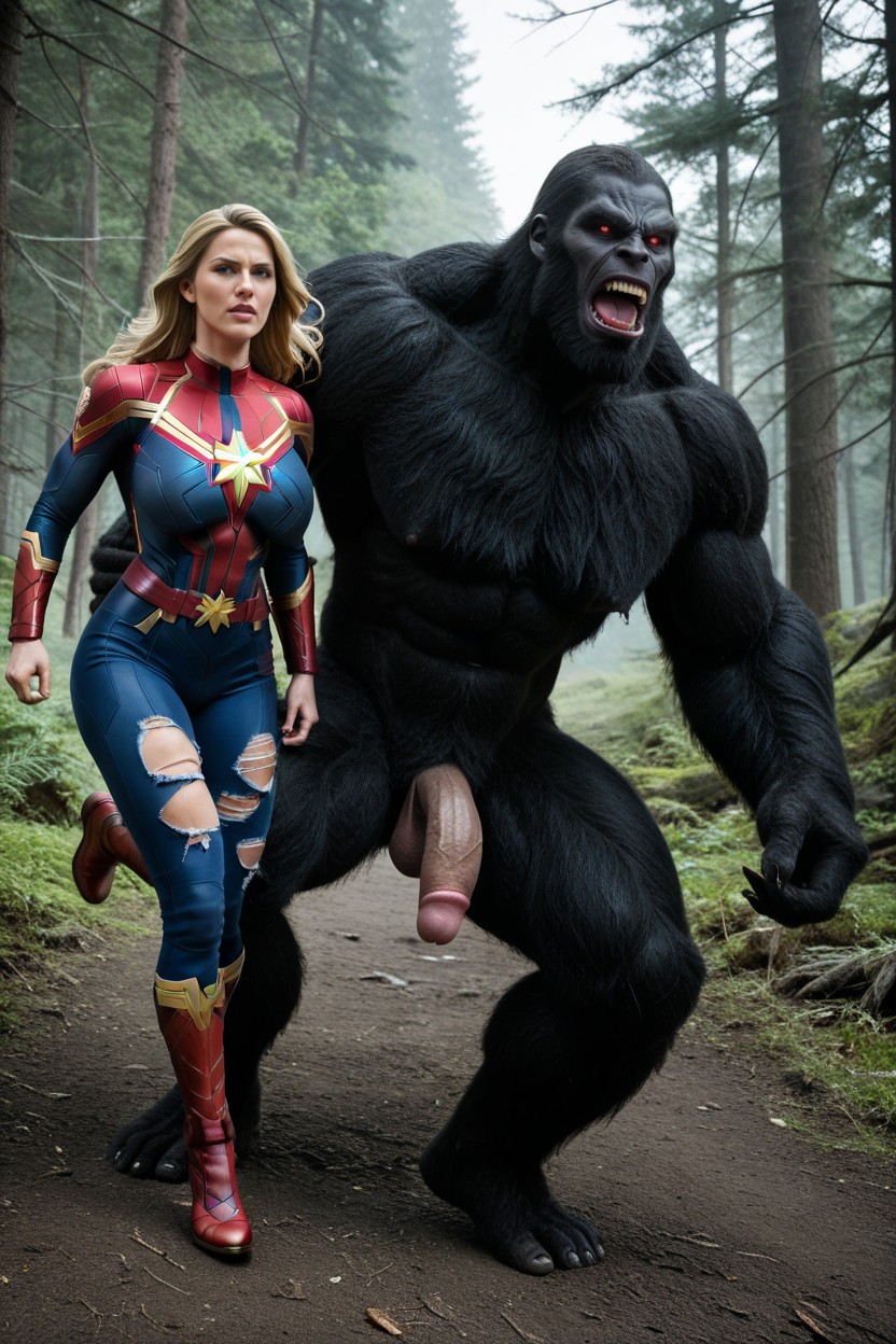 One Adult Gen Z Female, Virgin, Beast With Huge Black Penis AI Porn