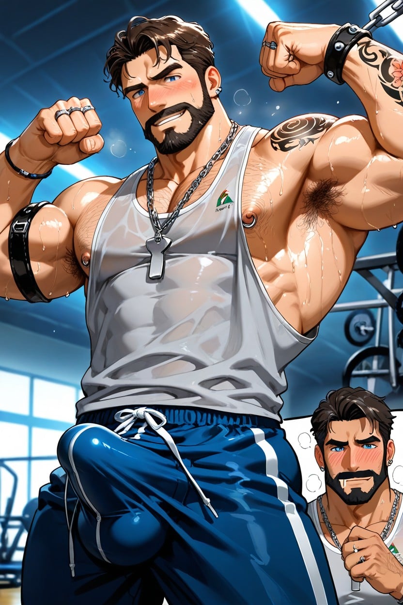 Facial Hair, Erection, Long Bangs AI Gay Porn