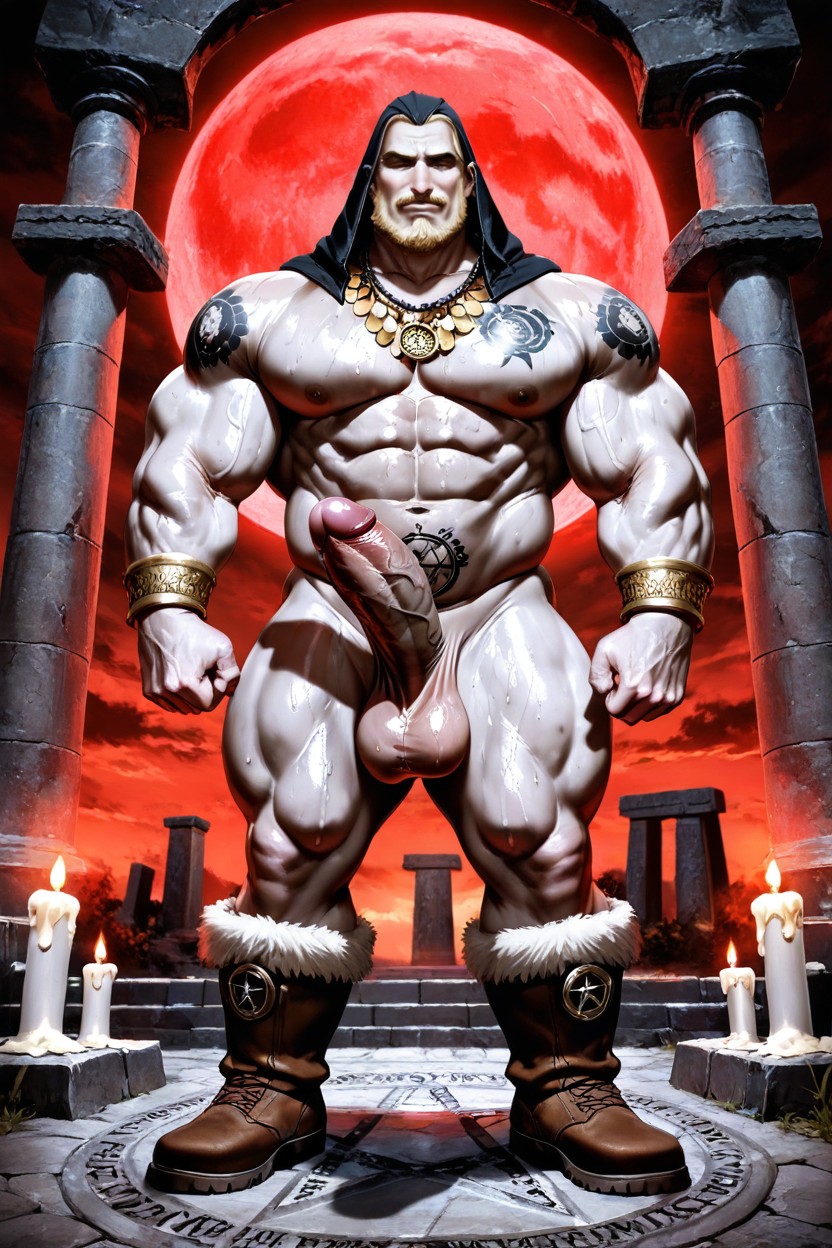 Muscular, Hyper Thick Penis, Oiled Skin AI Gay Porn