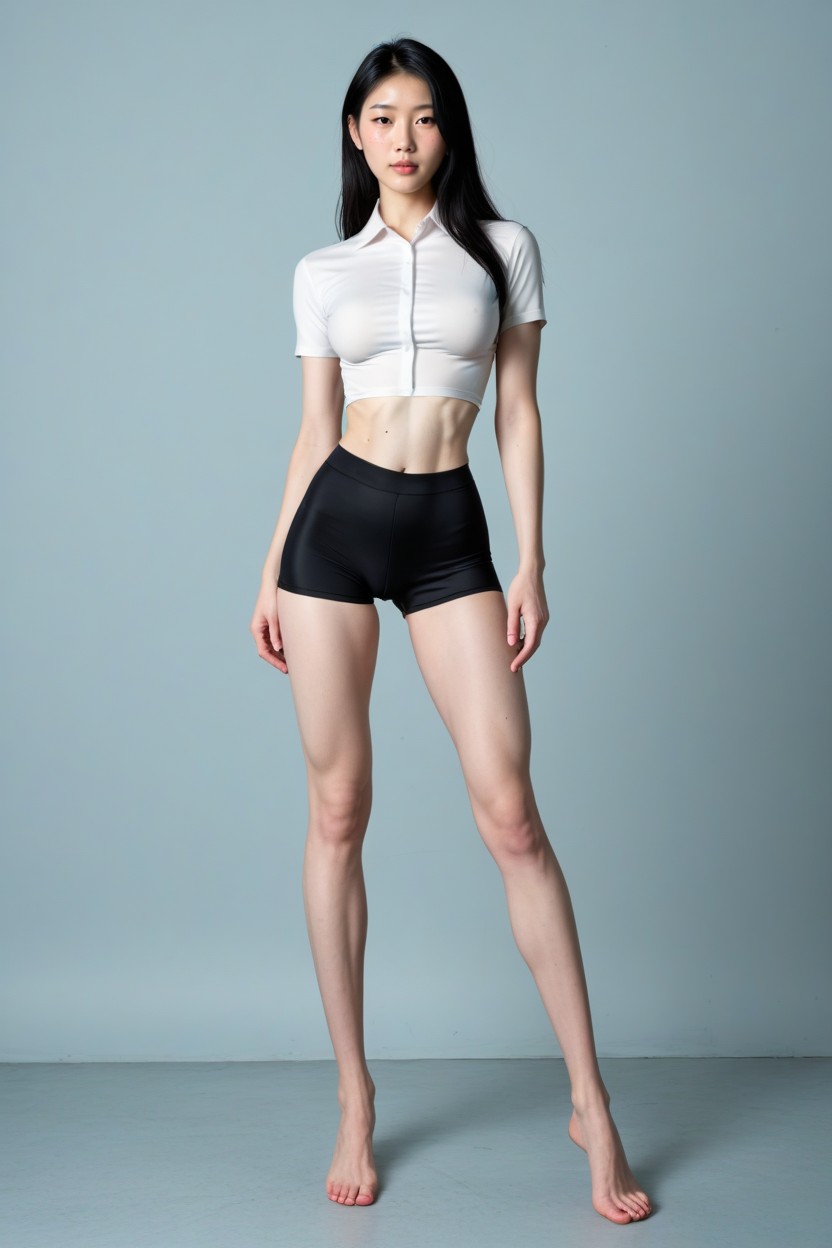 Ribs Visible, Unnaturally Waiflike Waist, Tall ニューハーフAIポルノ