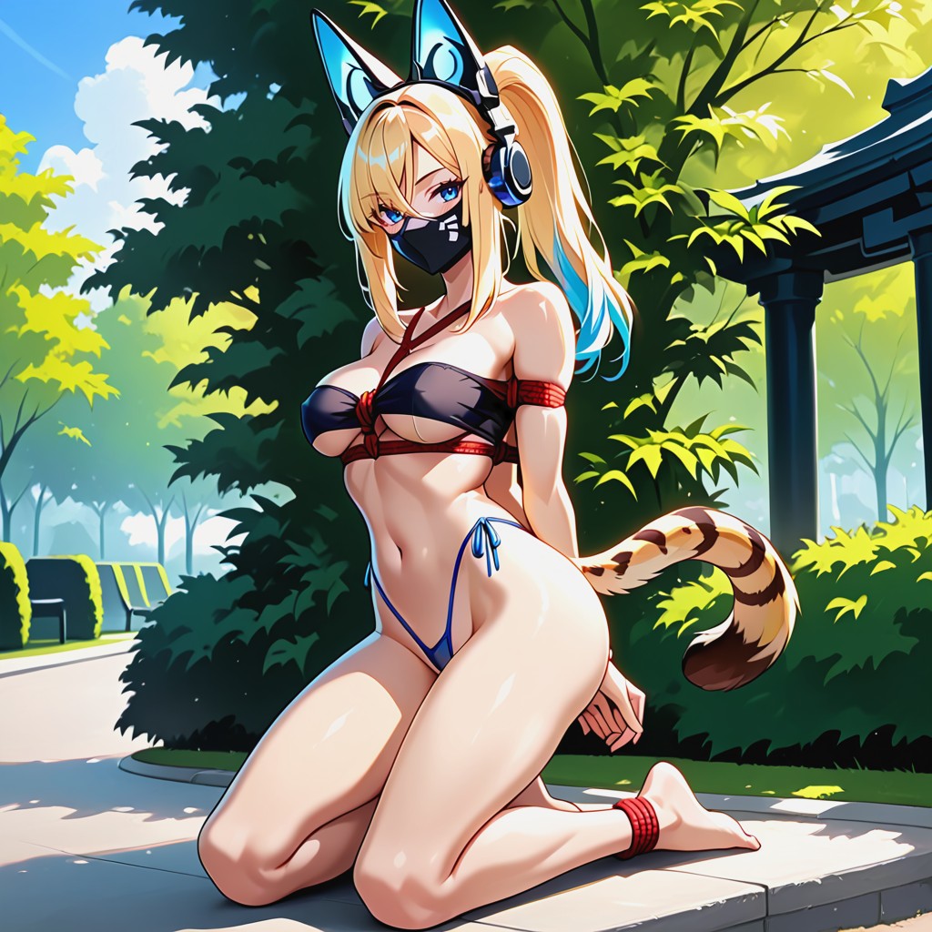 Transparent Loose Strapless Top, Full Face Blush, Looking At Viewer Furry AI Porn