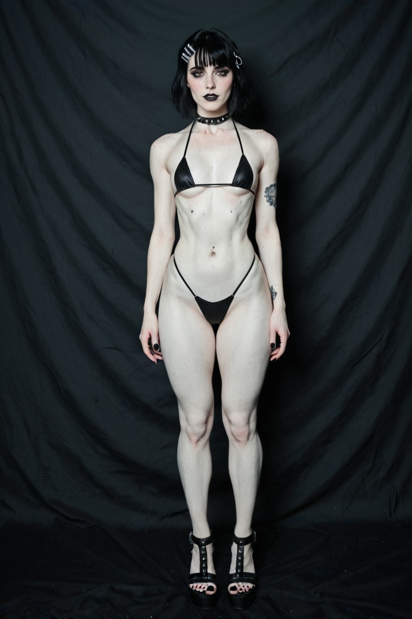 Brown Eyes, Small Breasts, Goth AI Porn