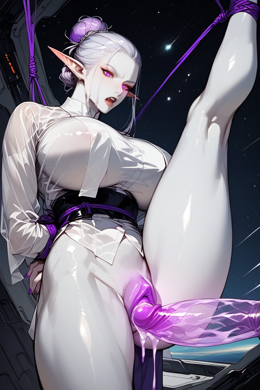 Ultra Pussy Details, Hair Bun, White Shirt Very Long Furry AI Porn