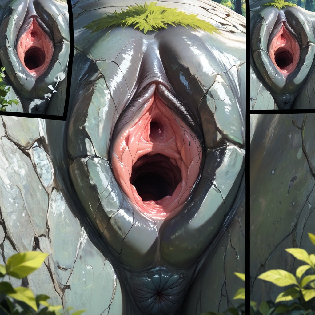 Stone Pussy Incorporated Into Natural Landscape, Forest Location, She Is A Stone AI同性戀黃片