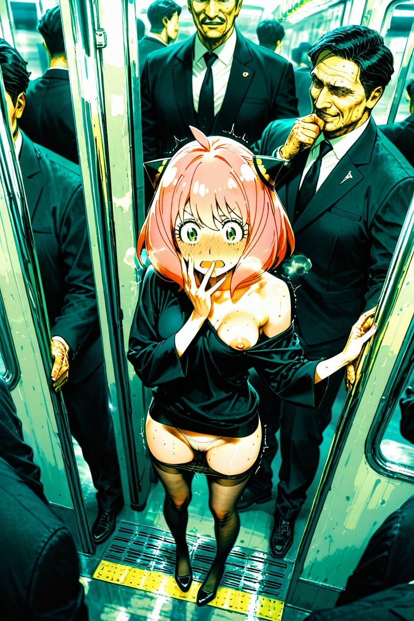 The Dress Is Pulled Up To The Shoulder, Wet Pussy, Heavy Breathing Hentai AI Porn