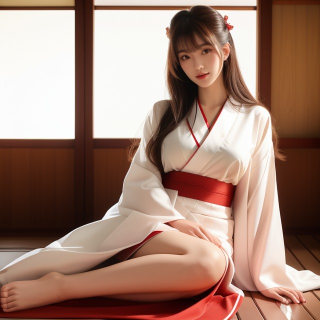 High Photorealistic, Blunt Bangs, Miko Outfit AI Porn