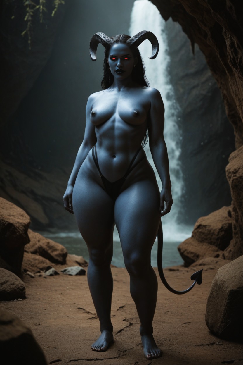 18+, Blue Skin, Black Lips AI Porn