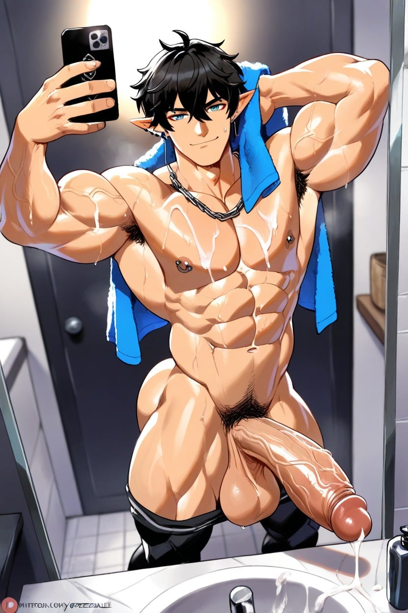 Towel, Shaved Pits, Testicles AI Gay Porn