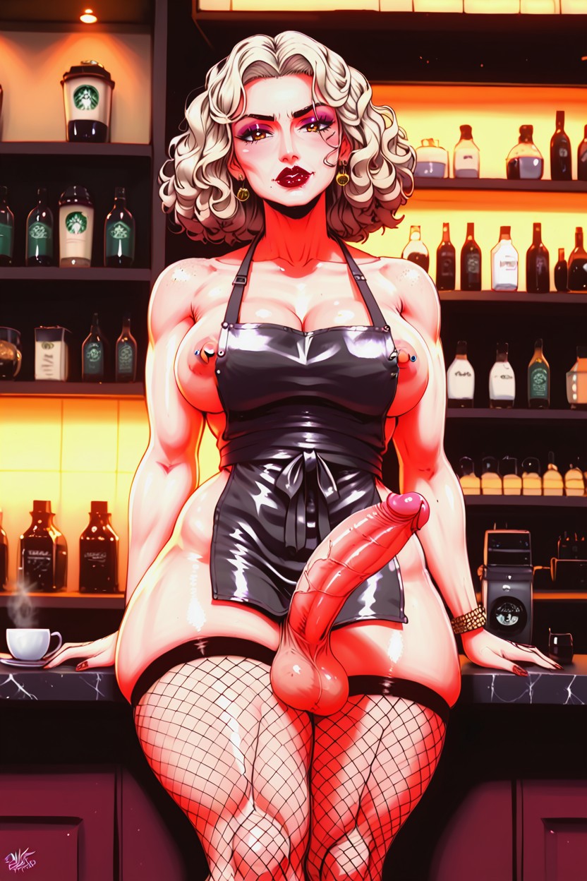 Coffee Shop, Photorealistic, Lipstick 人妖AI黃片