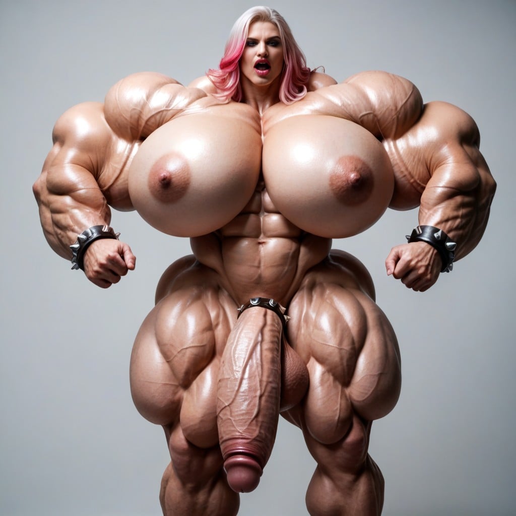 Ripped Abs, Grey Background, Spiked Cockring 人妖AI黃片