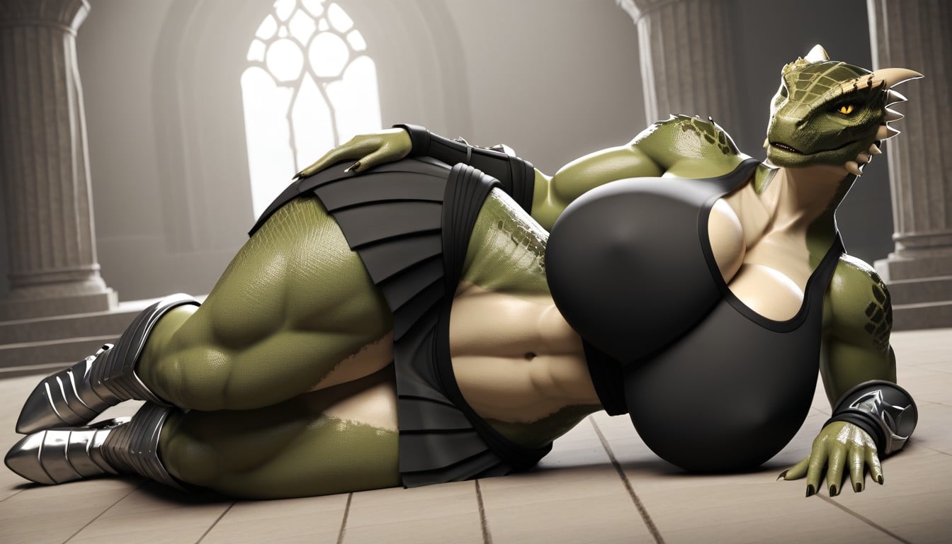 Breasts Covered, Argonian, Armor Furry AI Porn