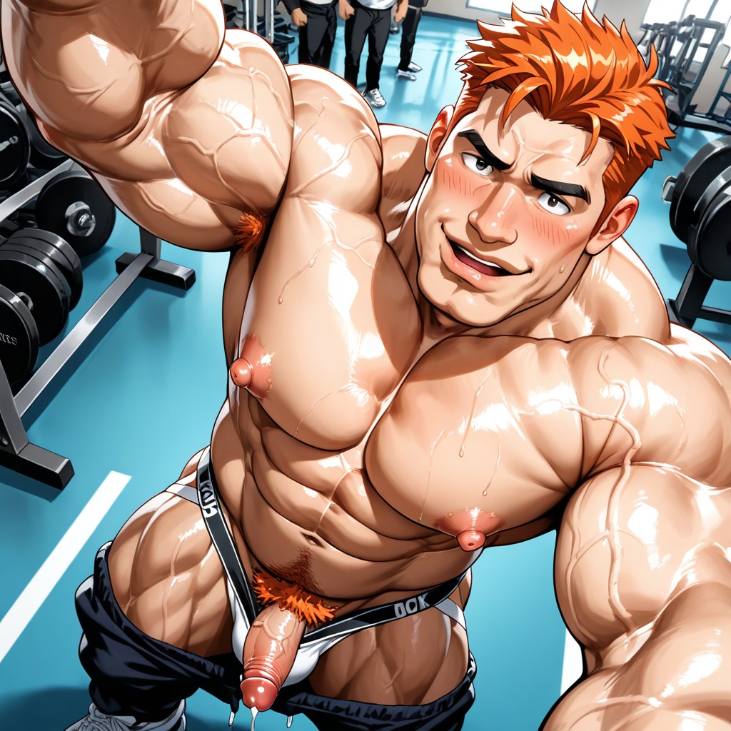 Cum Drip, Pants Pulled Down, Soft Muscle AI Gay Porn