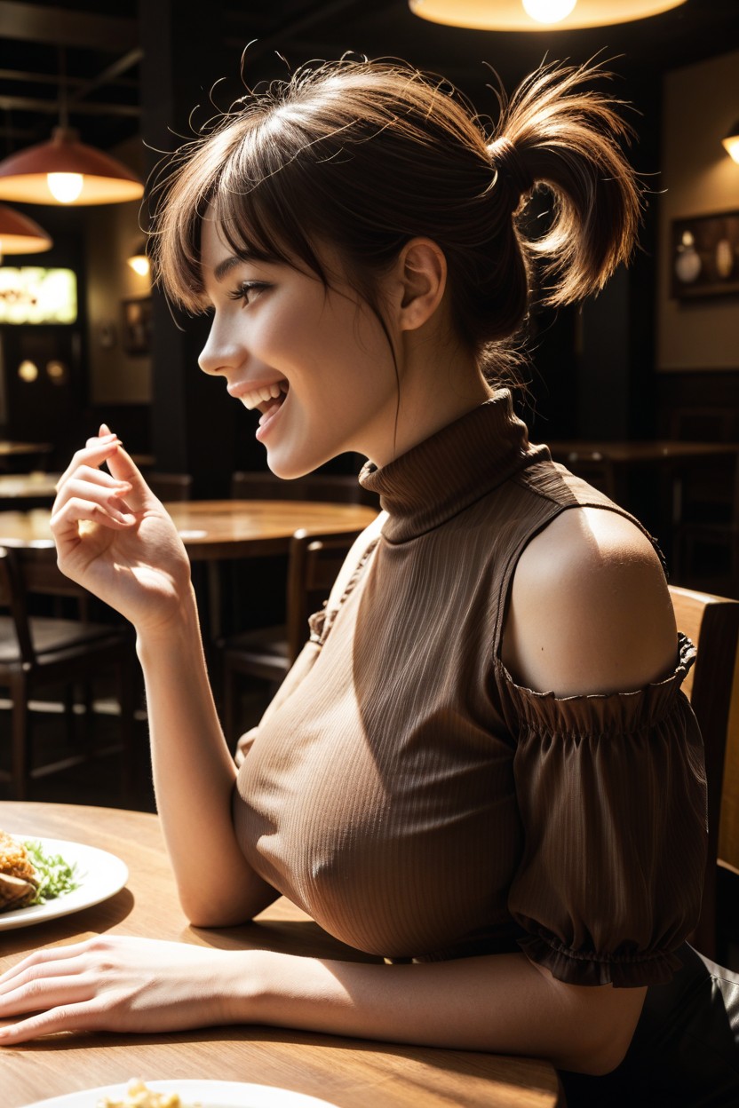 Brunette, 18+, Hourglass Body Type AI Porn