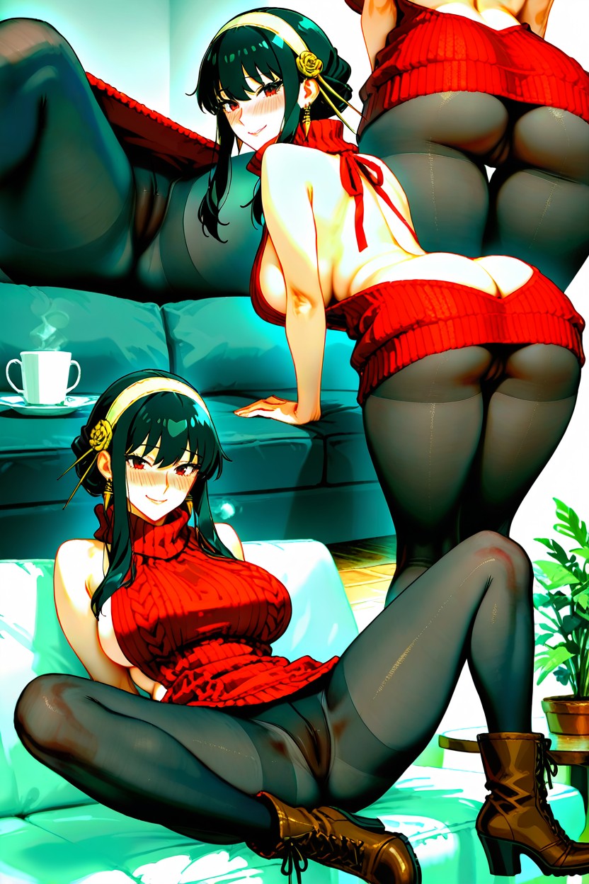 Skinny, Sensual, Red Sweater Hentai AI Porn