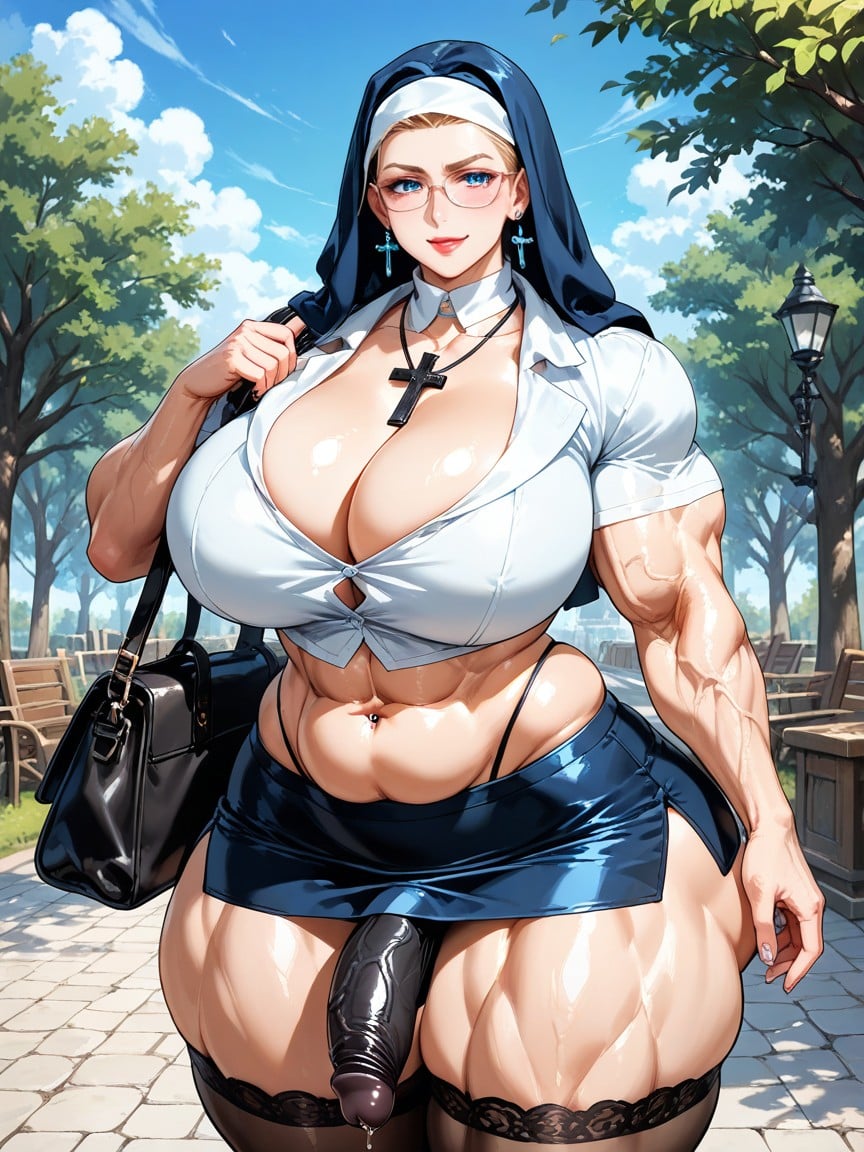 Ultra Muscular, Erect Cock, Nun AI Gay Porn