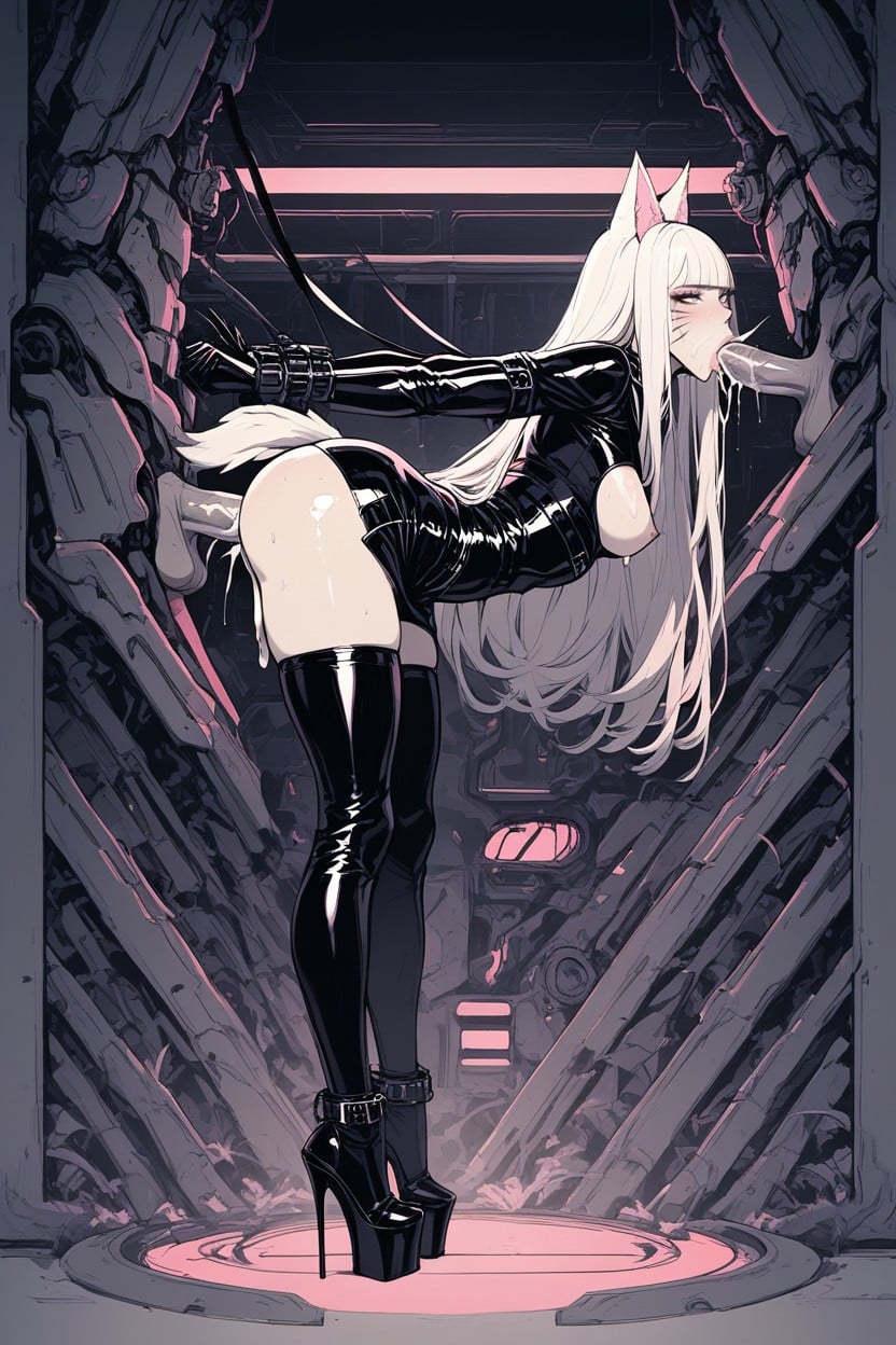 Ahri Costume, Black Hand Sleeve, Perfect Breasts Hentai AI Porn