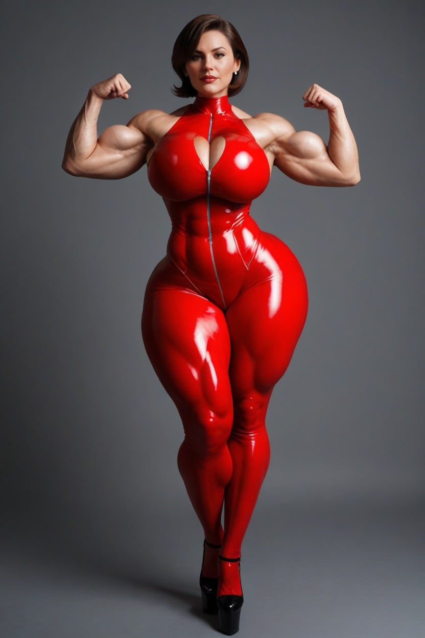 Flexing Both Arms, Extreme Hyper Butt, Form Fitting Clothes MILF AI Porn