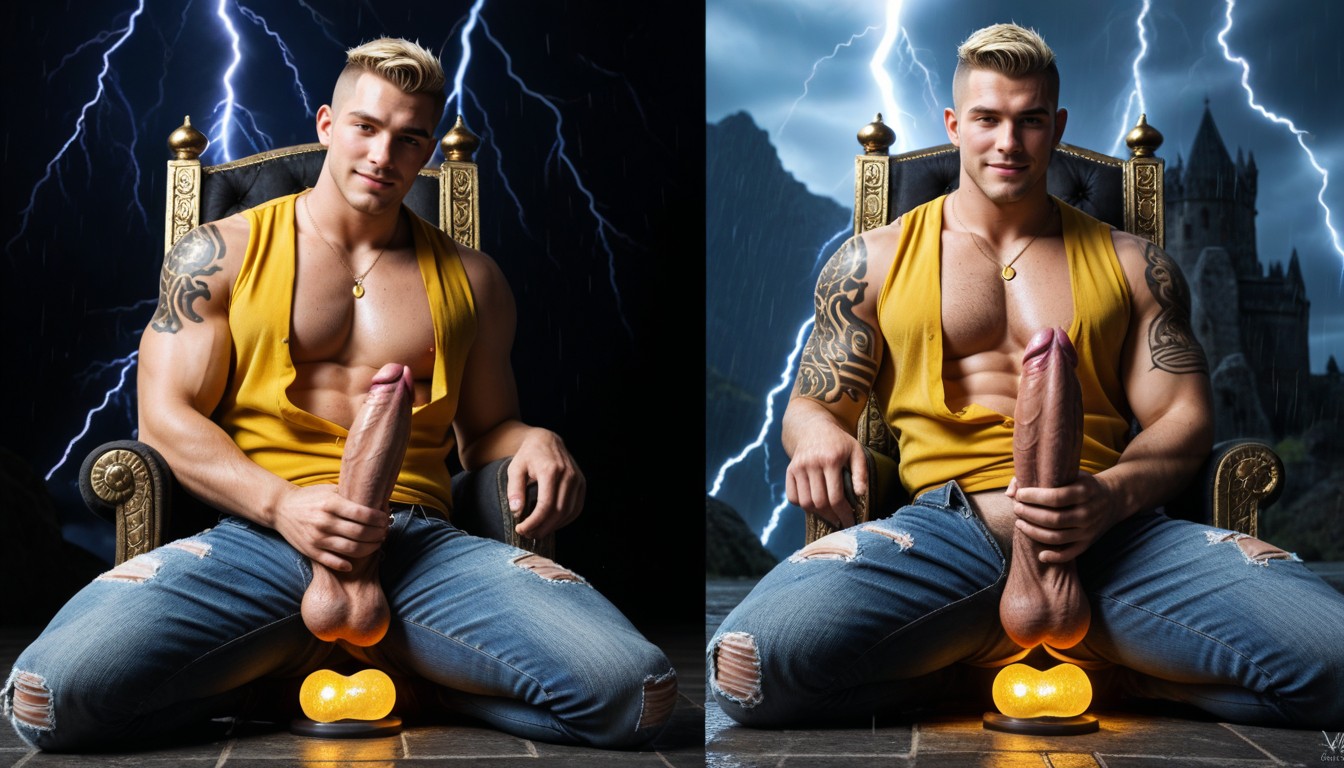 Very Fit Body, No Pants, Blushing AI Gay Porn