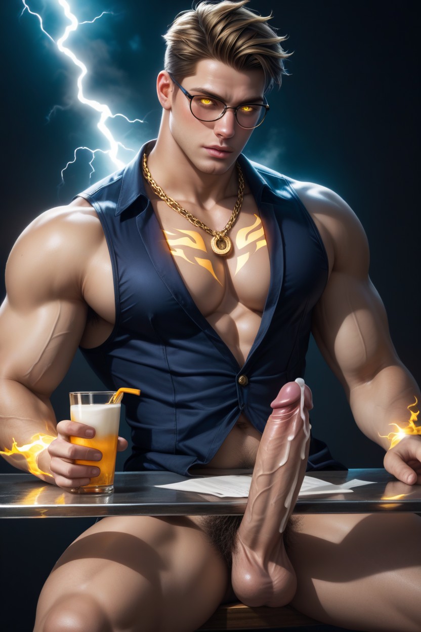 Lightning Tattoos On Neck, Neon Lighting, Partying Porno gay IA