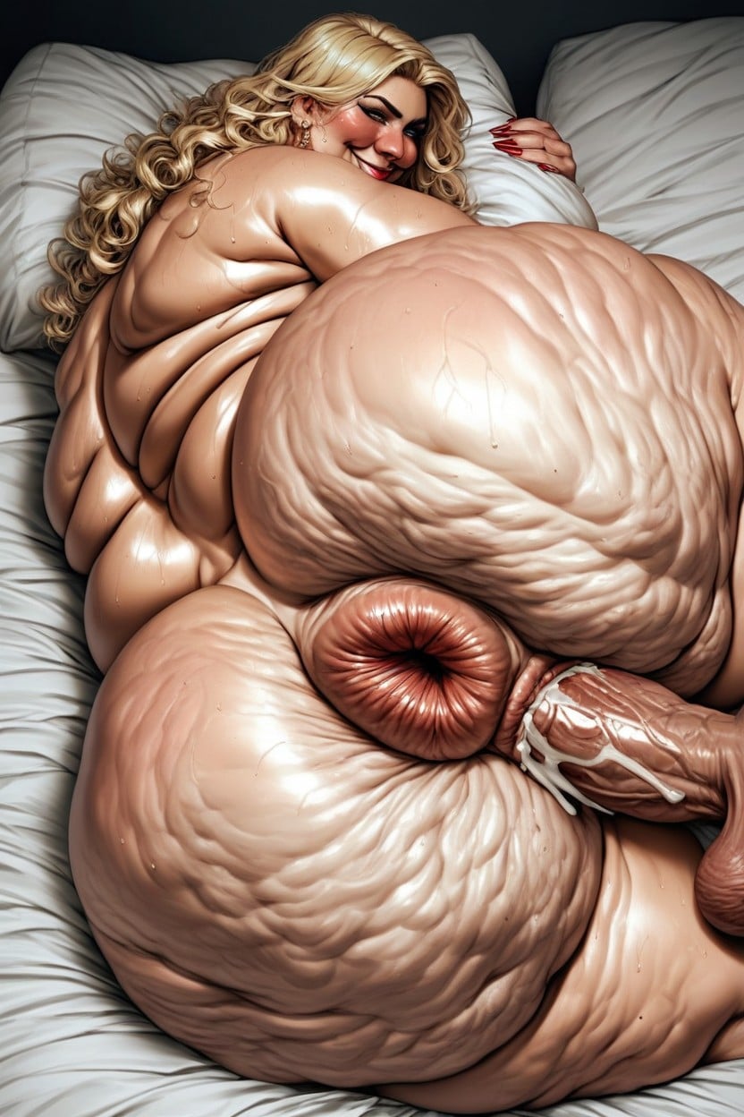 Frizzy Blonde Hair, Fat Body, Hyper Cellulite Ass AI Porn