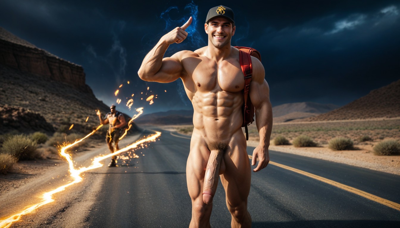 Pubic Hair, Erect Cock, Gigantic AI Gay Porn