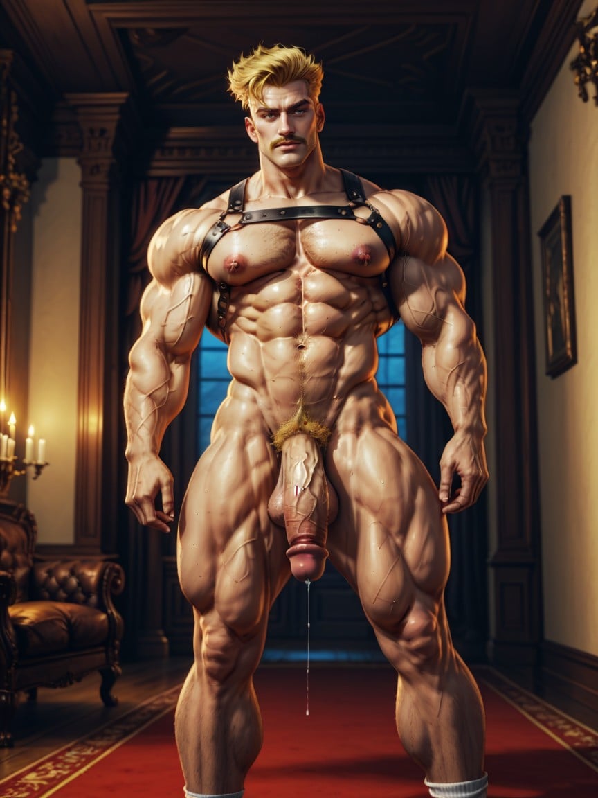 Other Hand Pinching Nipple, Hairy Armpits, V-shaped Eyebrows AI Gay Porn