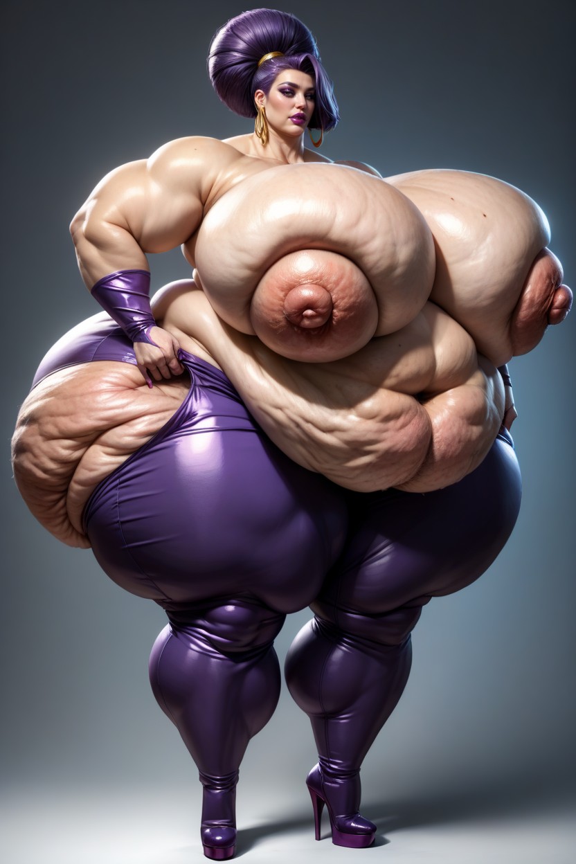 Massive Implants, Extremely Size Enhanced Breasts, Hyper Puffy Nipples BBW AI Porn