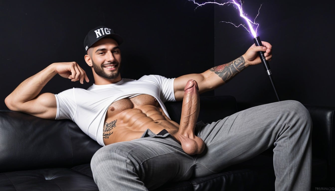 Private Vip Room, Sitting Down Legs Spread, Cap Says Ifuck AI Gay Porn