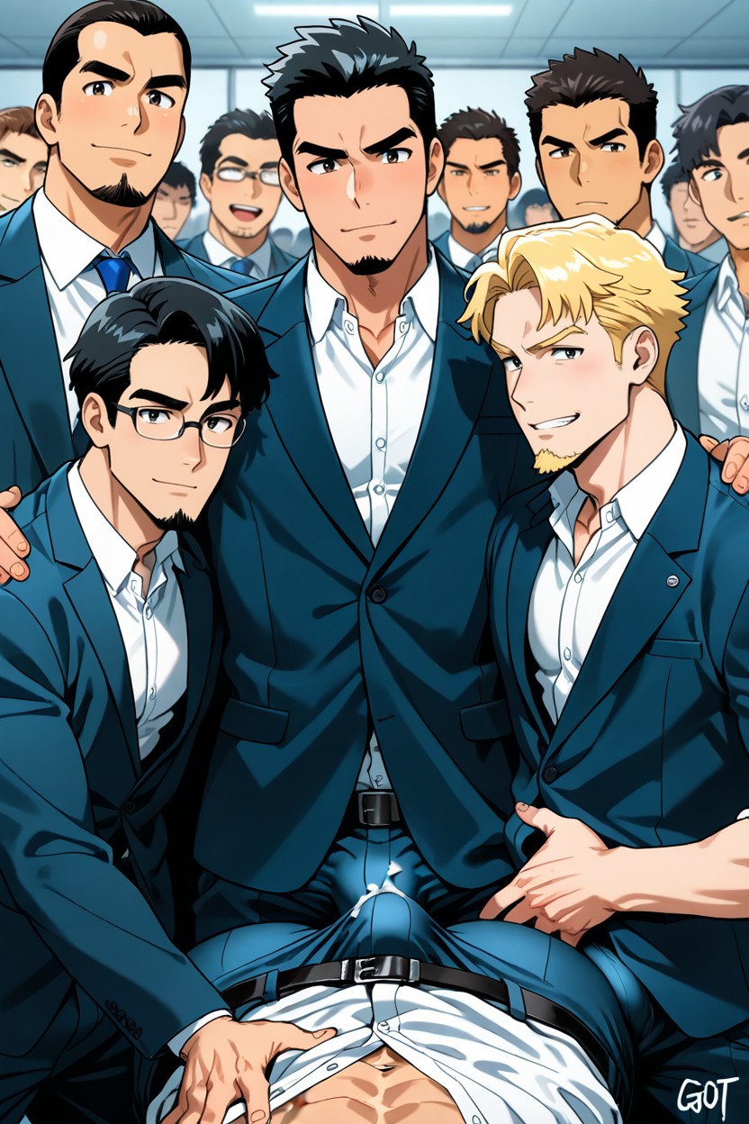 Glasses, Pants Bulge, Harem AI Gay Porn