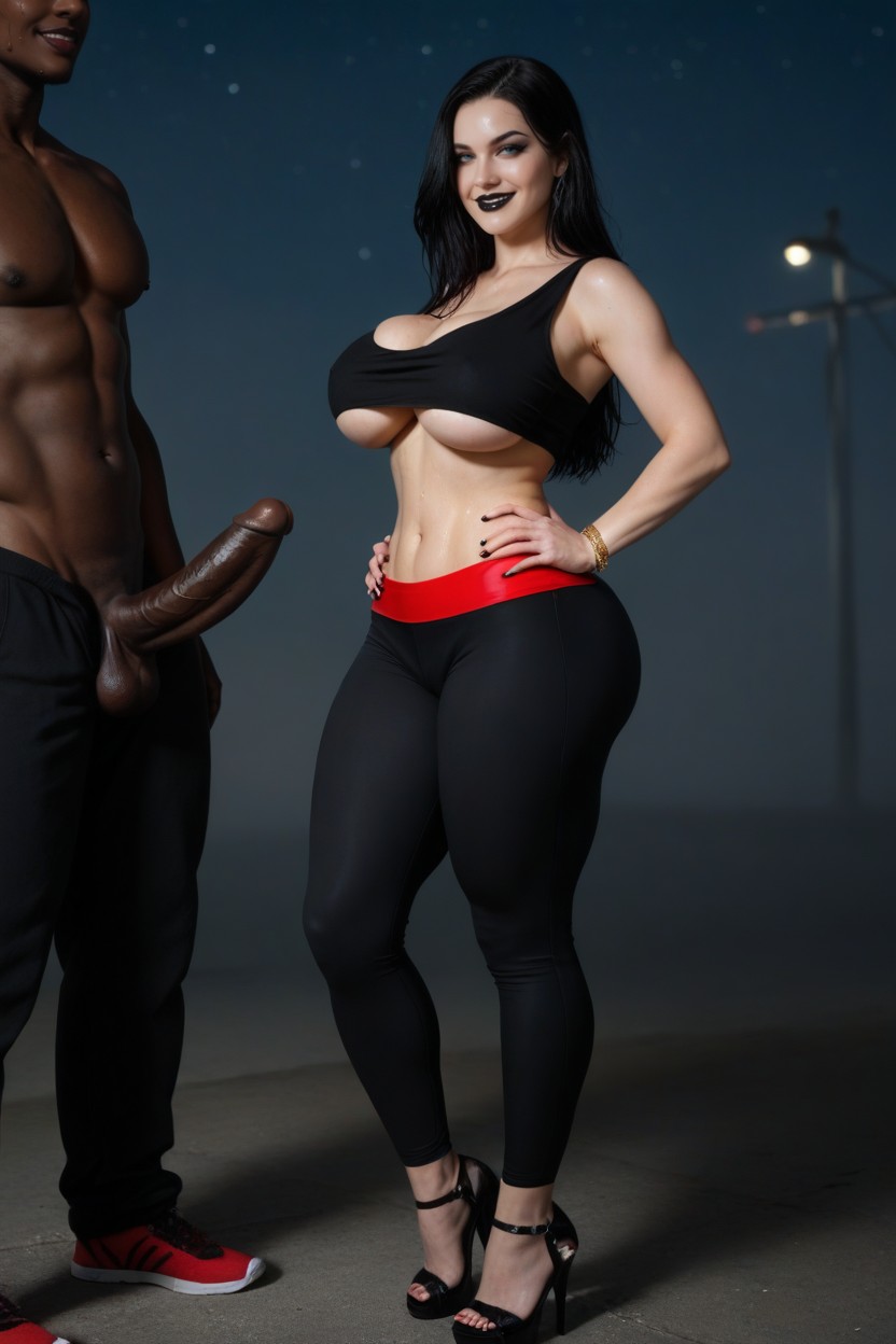 Wet Shiny Skin, Smirk, Feminine AI Porn