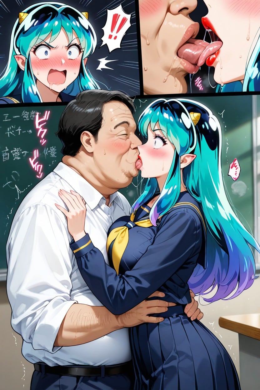 Shocked, Sailor Uniform, The Ugly Fat Man Tongue Deep Insert Into Her Mouth Hentai AI Porn