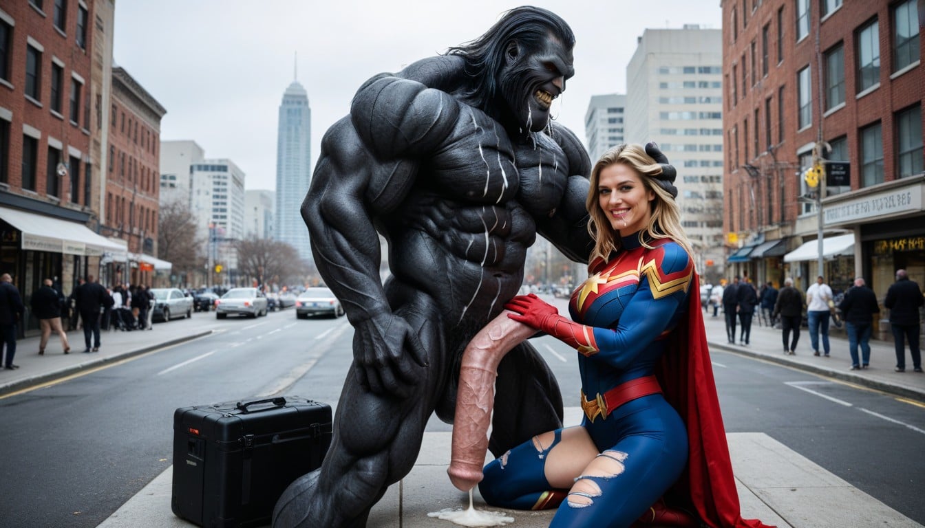 Cum, Ultra Giant Beast Porn, Head Held Up By Beast AI Porn