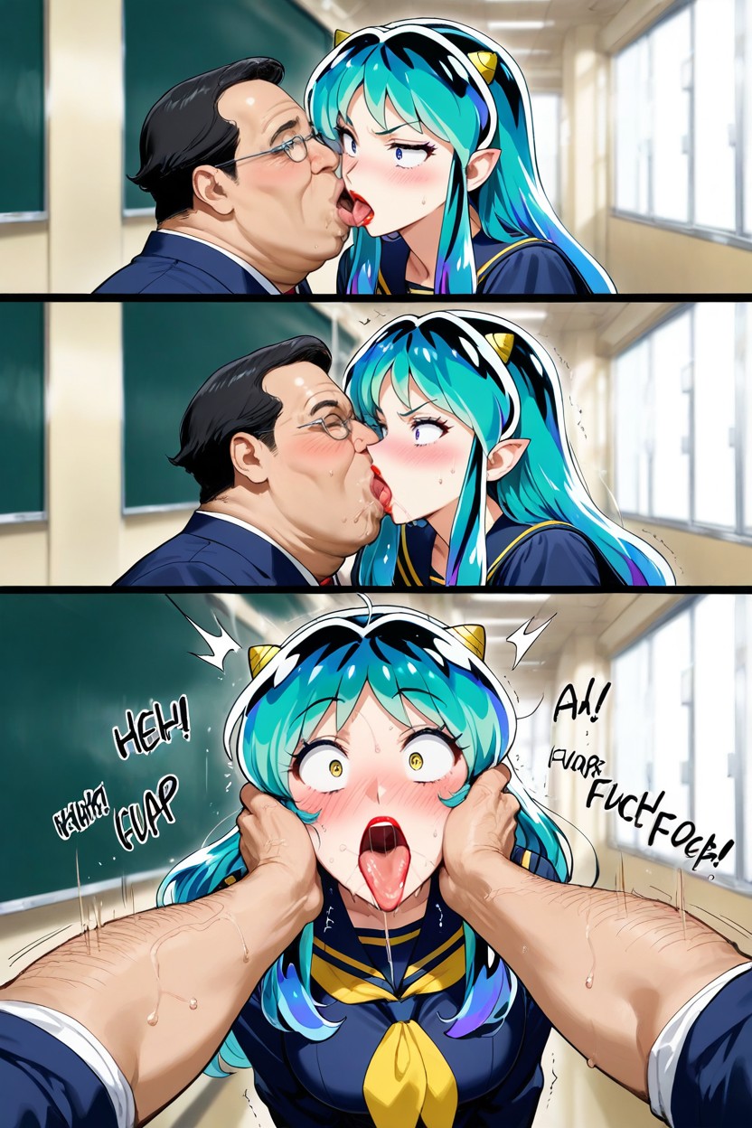 Shocked, Heavy Sweat, Saliva Exchange Hentai AI Porn