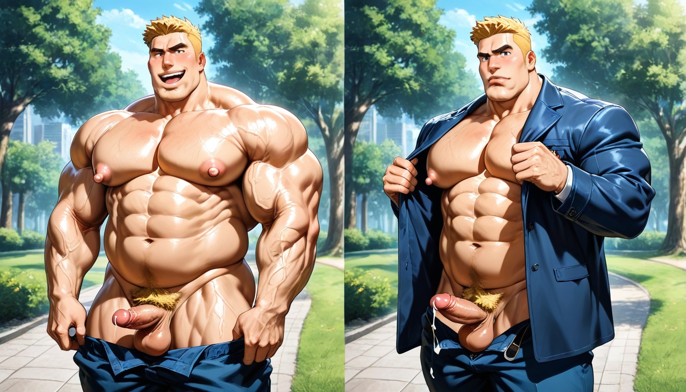 Cum Drip, Himbo, Side View AI Gay Porn