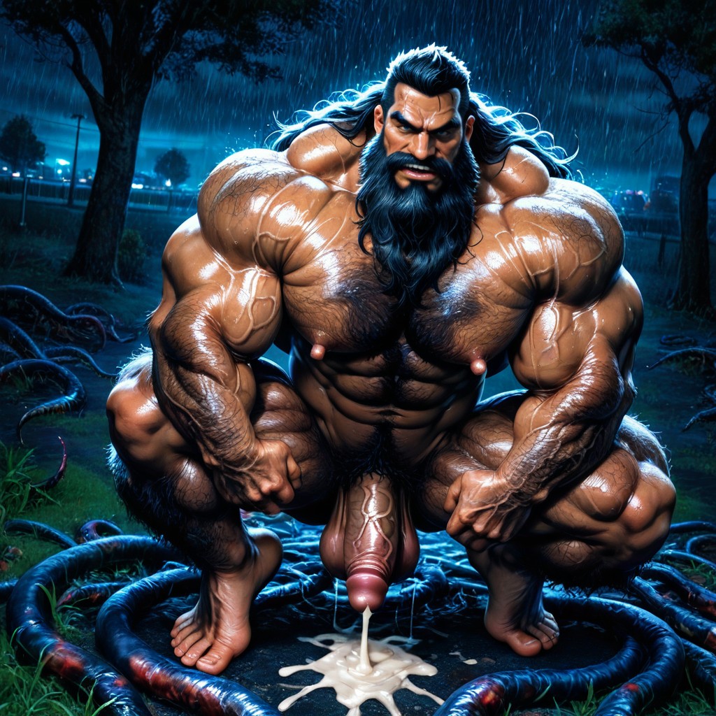 Exposed Muscle Thighs, Tentacles, Long Hair AI Gay Porn