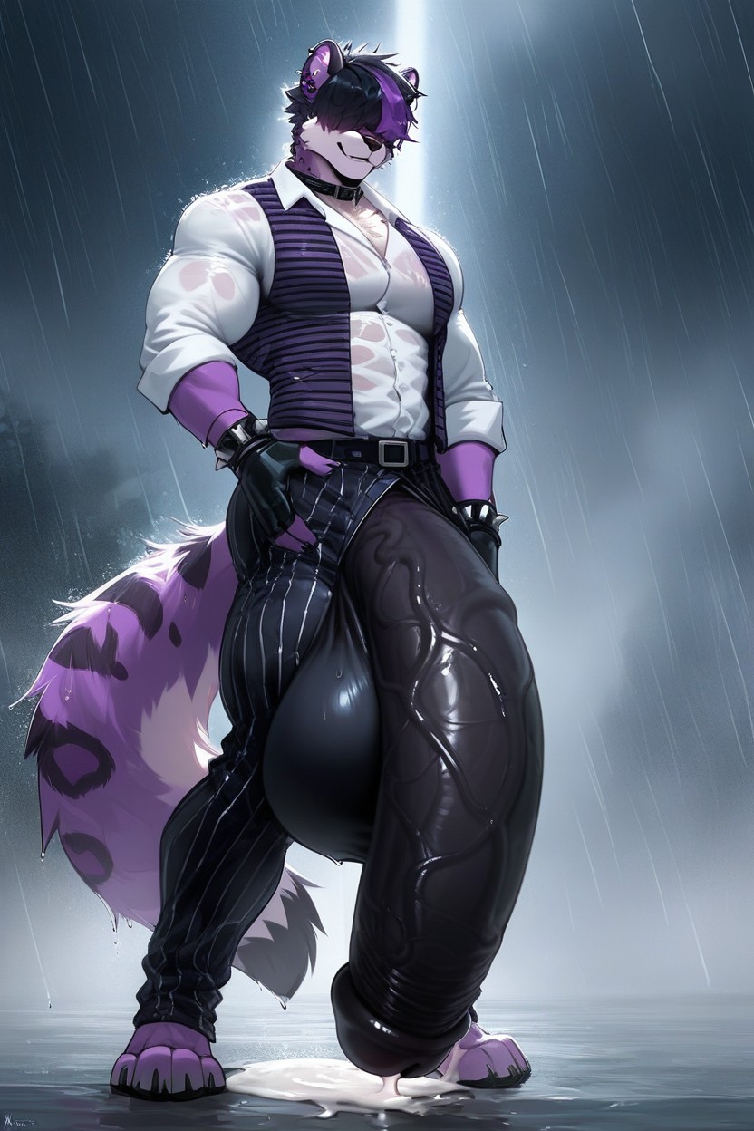 Transparent Cum, White Snout, Fingerless Gloves Furry AI Porn