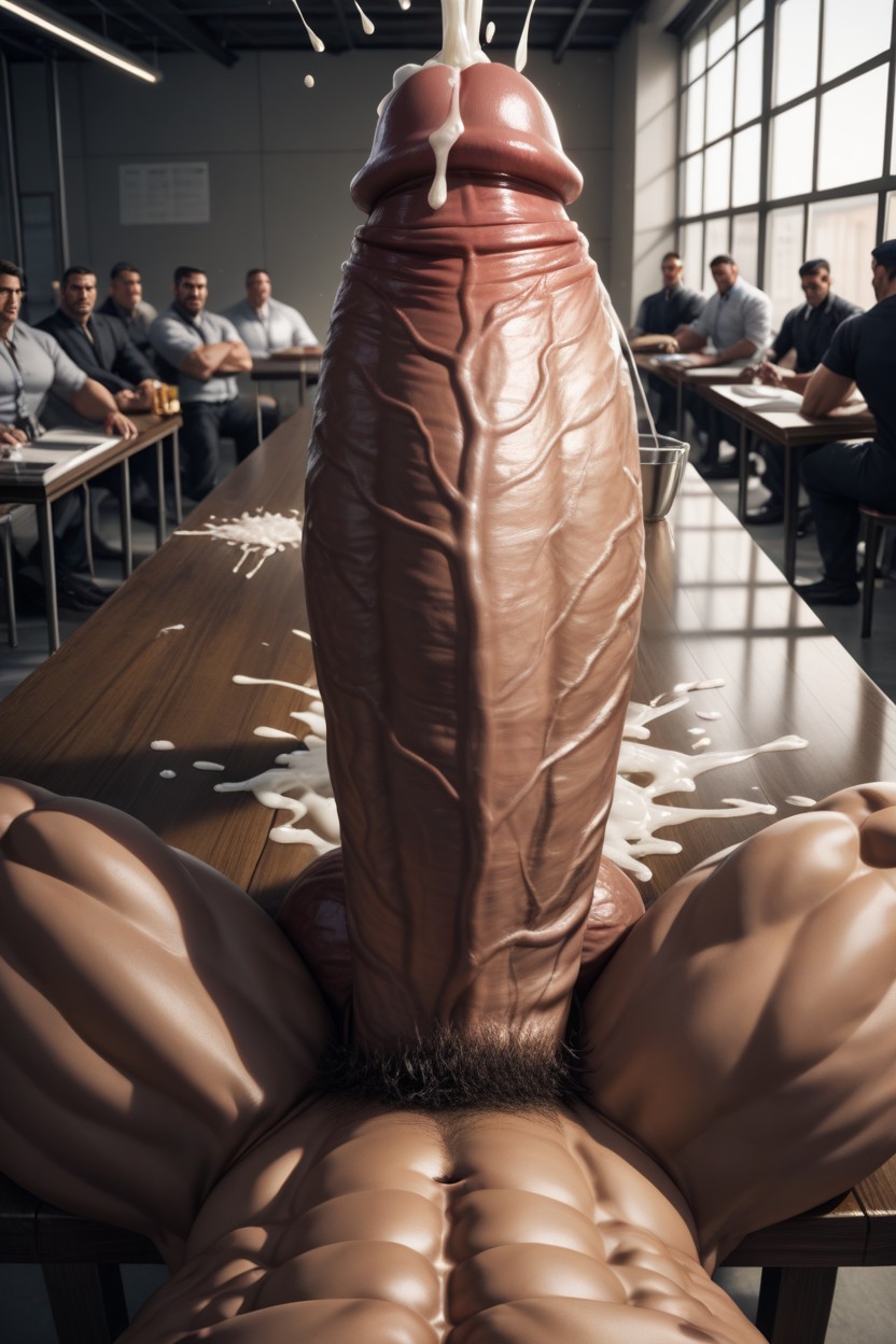 Many People Around, Sitting Down Legs Spread, Cum Explosion AI Gay Porn