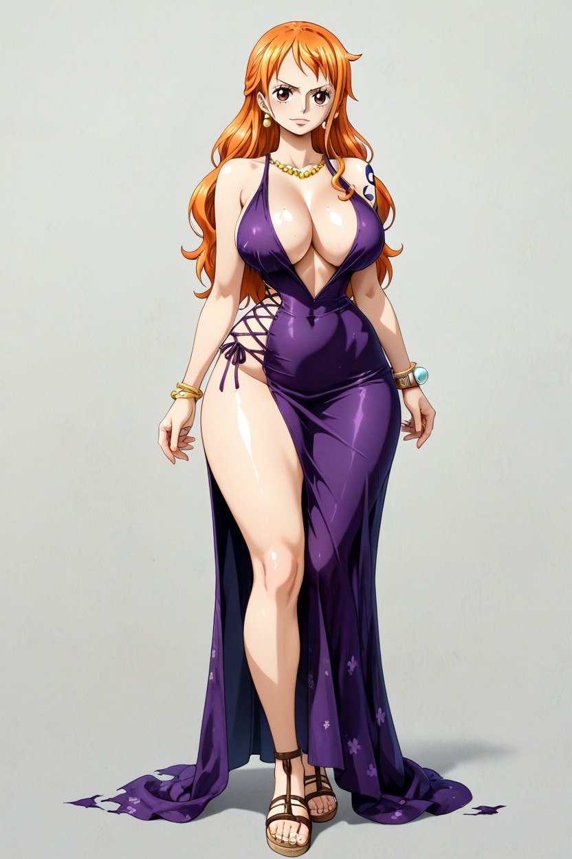 Anime Style, Naked, Delicate Gold Earrings Hentai AI Porn