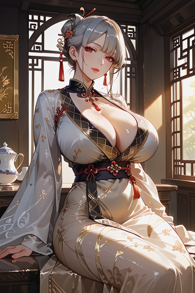 Solo, Looking At Viewer, Extra Large Chest Size Hentai AI Porn