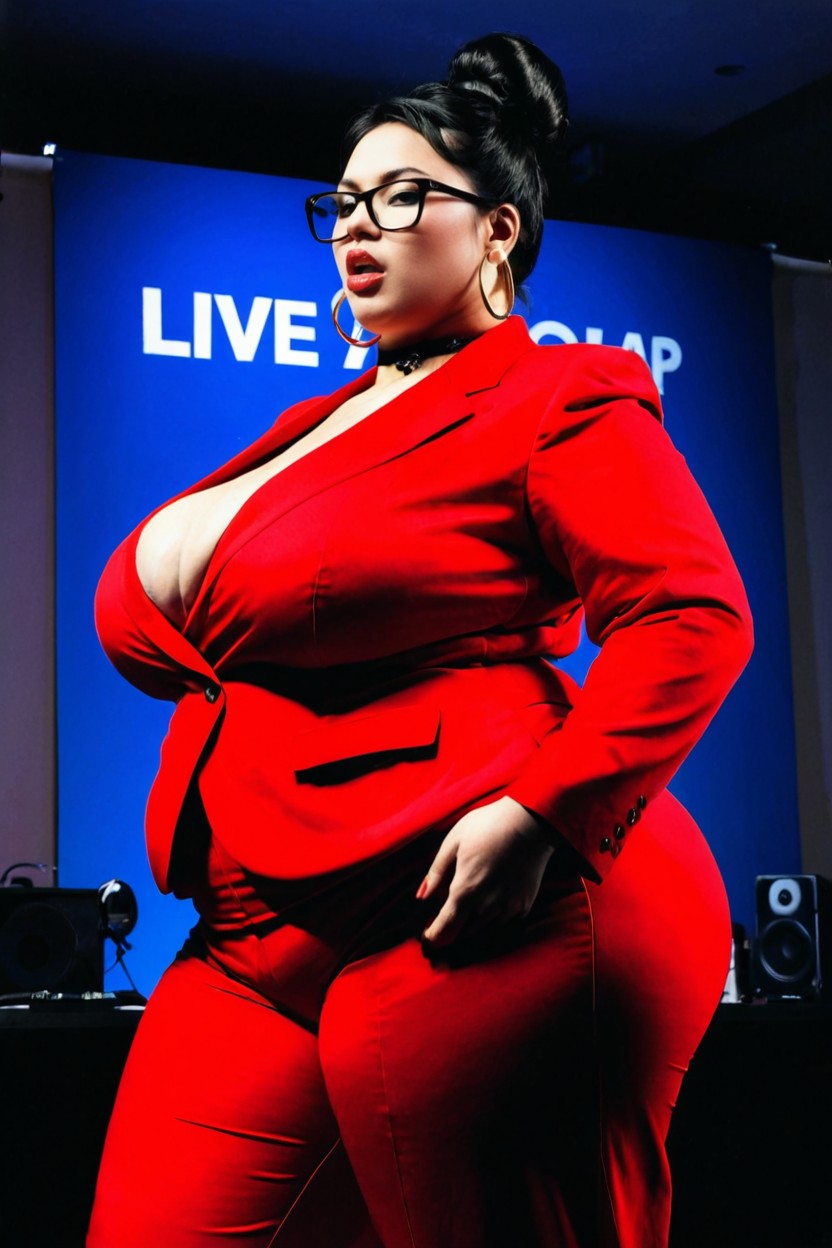 Clothed Hyper Massive Wide Hips, High Bun, Black Eyes Porno BBW IA